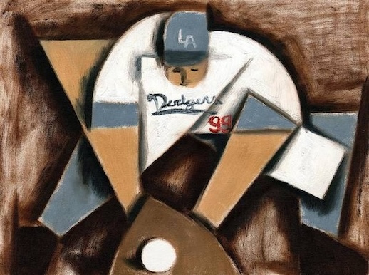 LA Dodgers Cubism Baseball Shortstop Painting