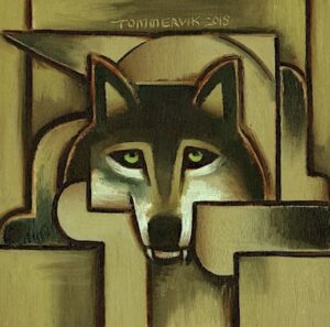 Gold Abstract Wolf Painting