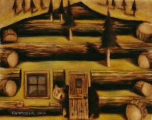Cabin Fever Abstract Log Cabin Painting