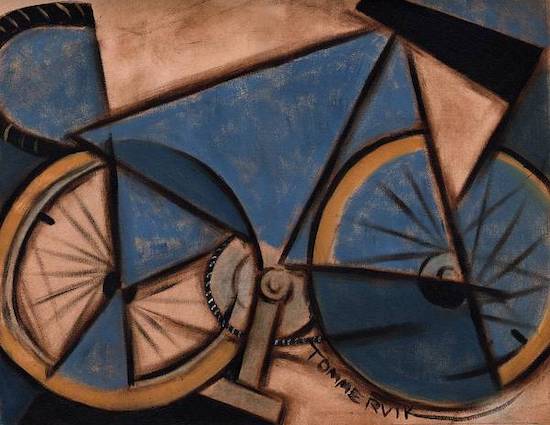 Blue Abstract Ten Speed Bike Painting
