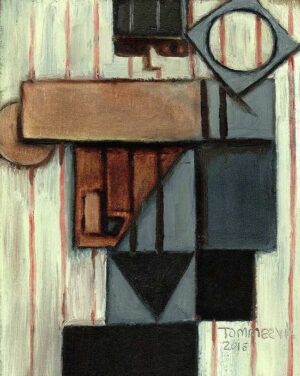 Abstract Cubist Baseball Pitcher Painting
