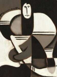 Abstract Cubism Hockey Player Painting: Canvas Fine Art Print for Sale