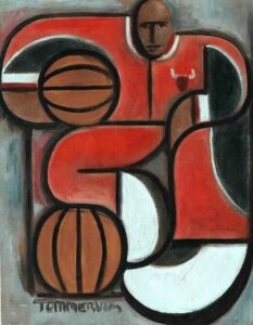 Art Deco Michael Jordan Abstract Painting: Canvas Fine Art Print for Sale