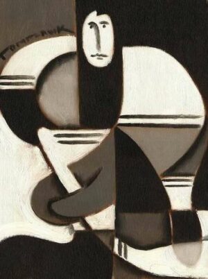 Abstract Cubism Hockey Player Painting