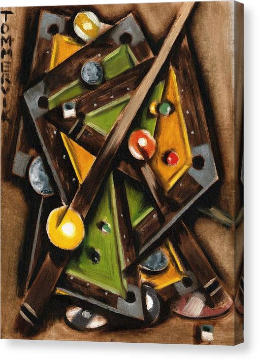 Billiard Wall Art Print, Abstract Cubism Pool Table Painting, Game Room Decor: Large Canvas, Metal, Framed