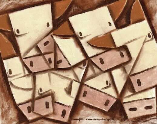 Cubism Cows Painting