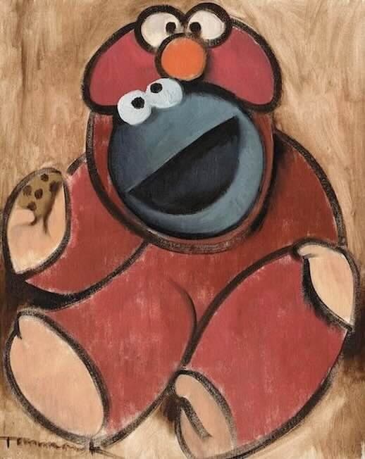 Elmo and Cookie Monster Painting