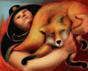 Park Ranger Rescuing Fox Painting
