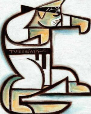 Pop Culture Karate Cat Painting, 10" x 9" Oil on Canvas (2021) | Original & Prints Available