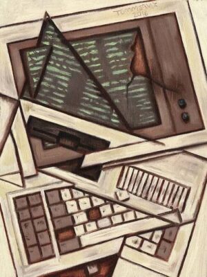 Old Broken Desktop Computer Painting, Oil on Canvas (2016)