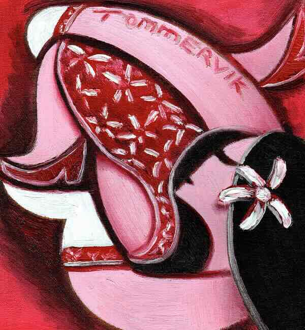 pink and red abstract painting