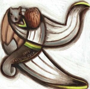 Squirrel Baseball Pitcher Original Painting, 10" x 10" Oil on Canvas (2019)