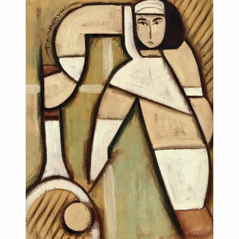 Vintage Woman Tennis Player | Canvas Wall Art Print - Image 2
