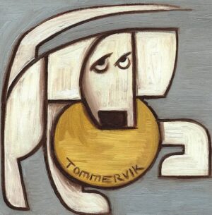 White Dog With Yellow Frisbee Painting | Original Oil on Canvas (2020)