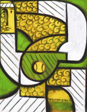 Yellow And Green Tennis Player | Fine Art Paper Print