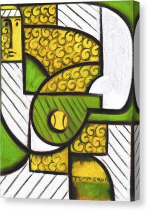 Yellow And Green Tennis Player | Canvas Wall Art Print
